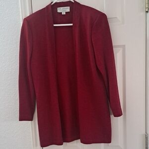 St. John Rich Red Women's Open Front Cardigan Sz 2